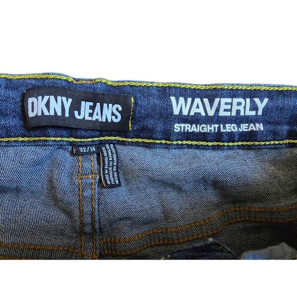 DKNY WAVERLY JEANS STRAIGHT LEG WAIST 32 SIZE 14 STRETCH  BLUE DENIM - Picture 6 of 7